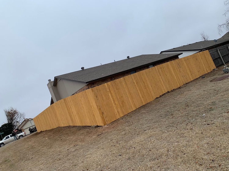 After — New wood privacy fence replacing the old one in Newcastle, OK
